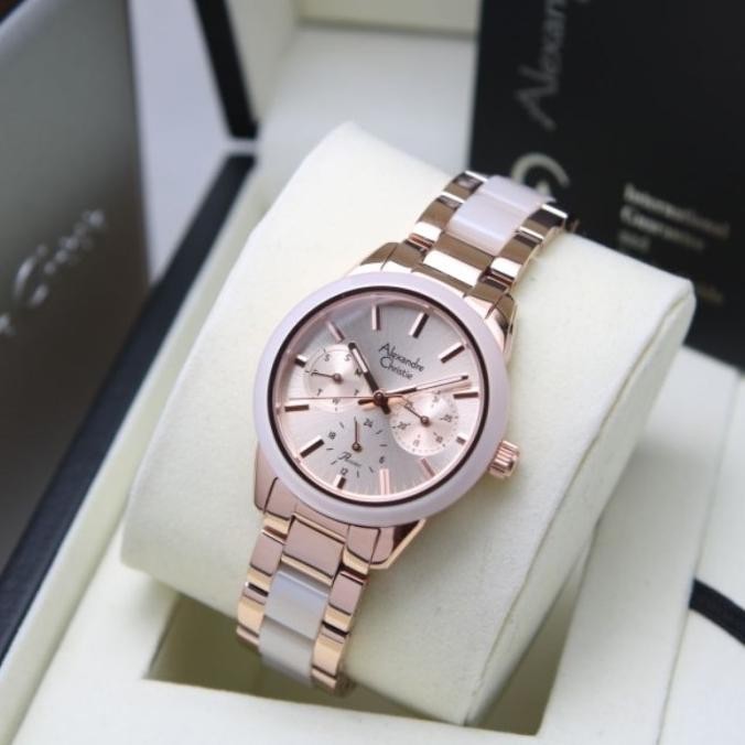 JAM TANGAN WANITA ALEXANDRE CHRISTIE AC 2A41 AC2A41 ROSEGOLD WHITE