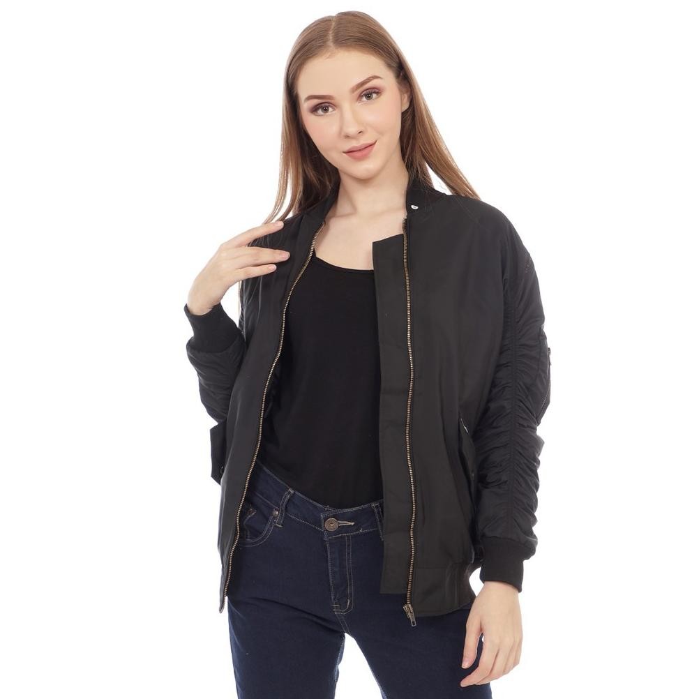 Jaket Pria Bomber Cottonology Wanita Hitam Jacket Boomber Kekinian Jaket Motor