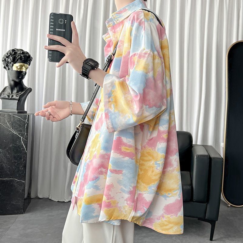 Kemeja Pria.Ukuran Ekstra Besar300Jin Kaus Gaya Korea, Baju Musim Panas Model Korea, Baju Dopamin Mu