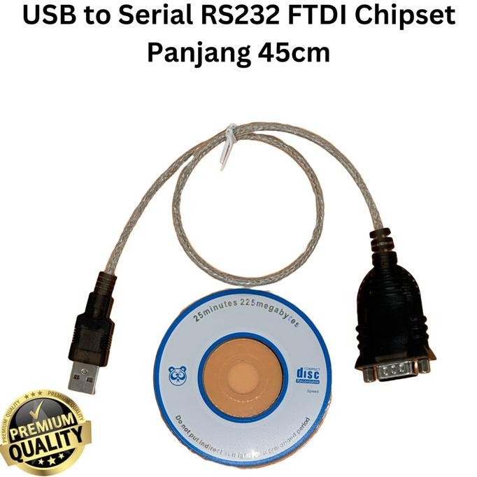 TERBARU - Kabel USB to RS232 FTDI DB9 Parallel Com Serial Adapter BlackPanjang45cm