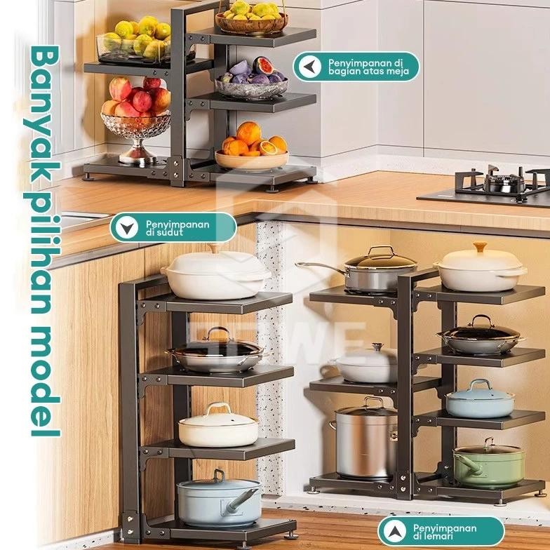 Rak Dapur Susun Stainless Rak Panci Dapur Rak Pot Dapur Rak Bumbu Dapur Rak 7 Susun