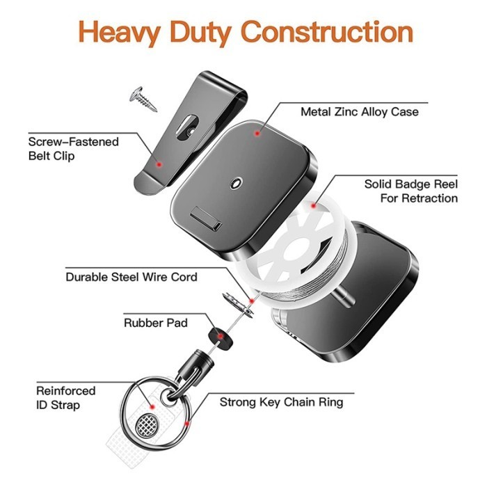 

w dx metal retractable keychain /badge holder clip /reels clip/id card