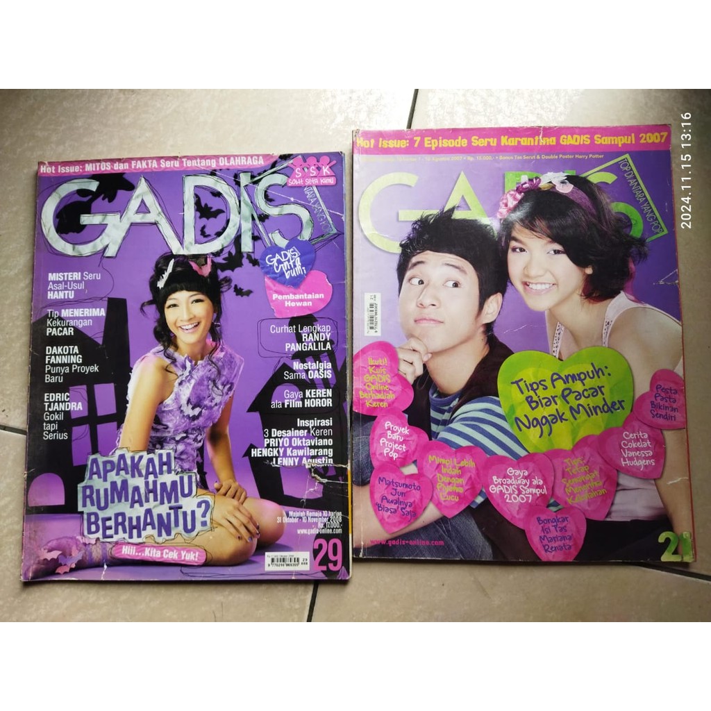 Majalah Remaja GADIS Paketan 2 majalah. Edisi tahun 2007, 2008