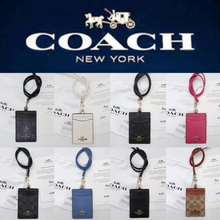 

baru coach metal logo lanyard id card holder name tag delapan warna
