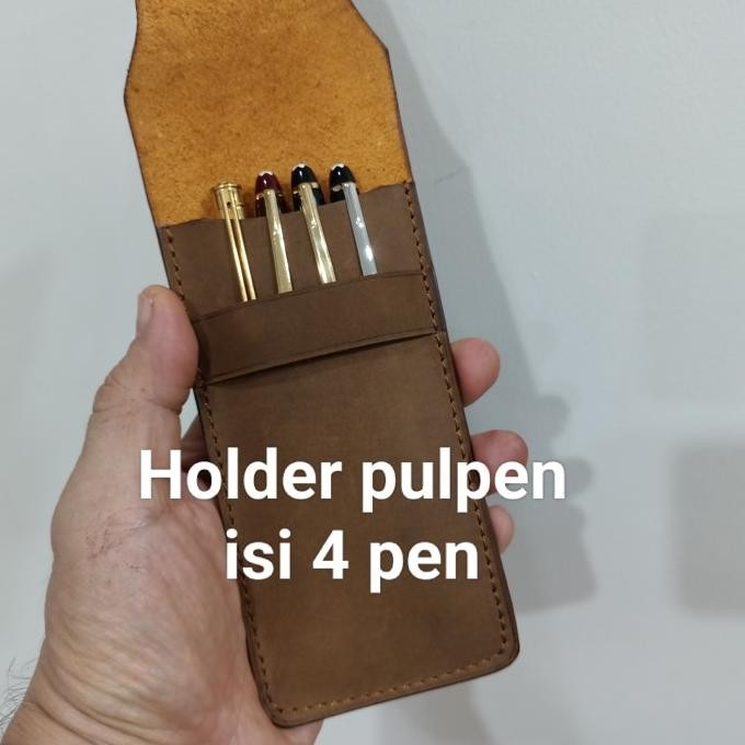 

BEBAS ONGKIR - HOLDER CASE TEMPAT PENA KULIT ASLI ISI 4 PEN