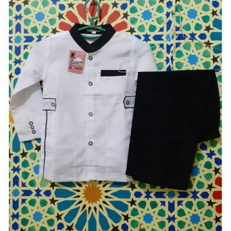 Baju Muslim Jasko Anak Laki-laki | Setelan Koko Jasko Anak Laki-laki / Koko JASKO PUTIH HITAM 1th-12