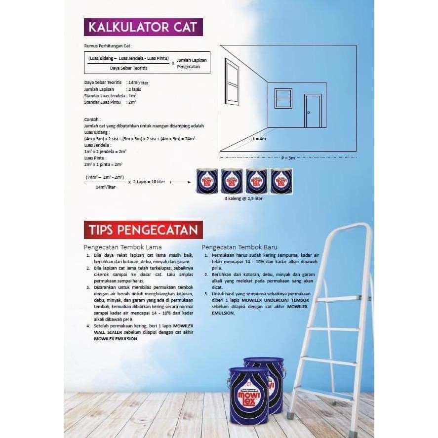 Cat Tembok Mowilex Interior 20 Liter Warna E100 / E200 / E108 / E048