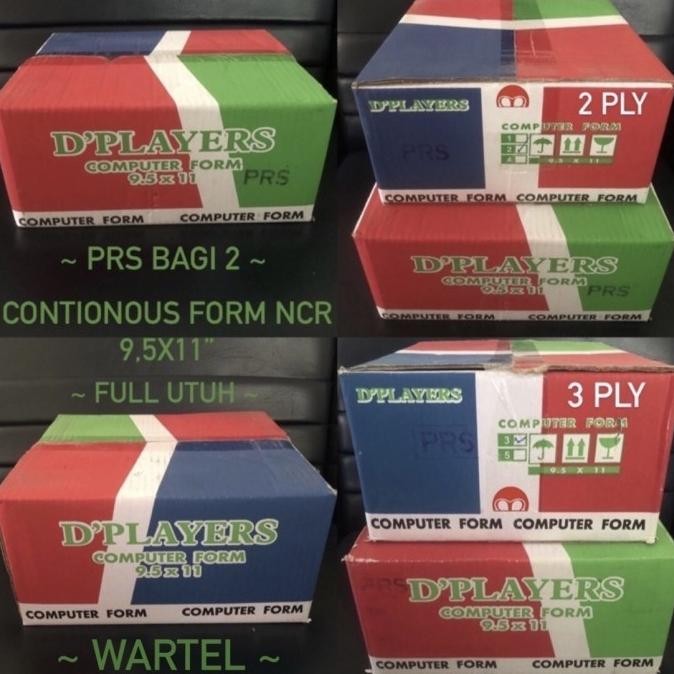 

TERMURAH - Continous Form 9,5x11 PRS Bagi 2 NCR Rangkap 2-3Ply Kertas Komputer