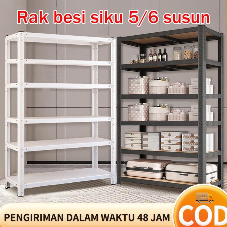 Rak besi siku 5/6 susun Rak Gudang Rak supermarket rak dapur Rak besi serbaguna Rak Aquarium Berbaga