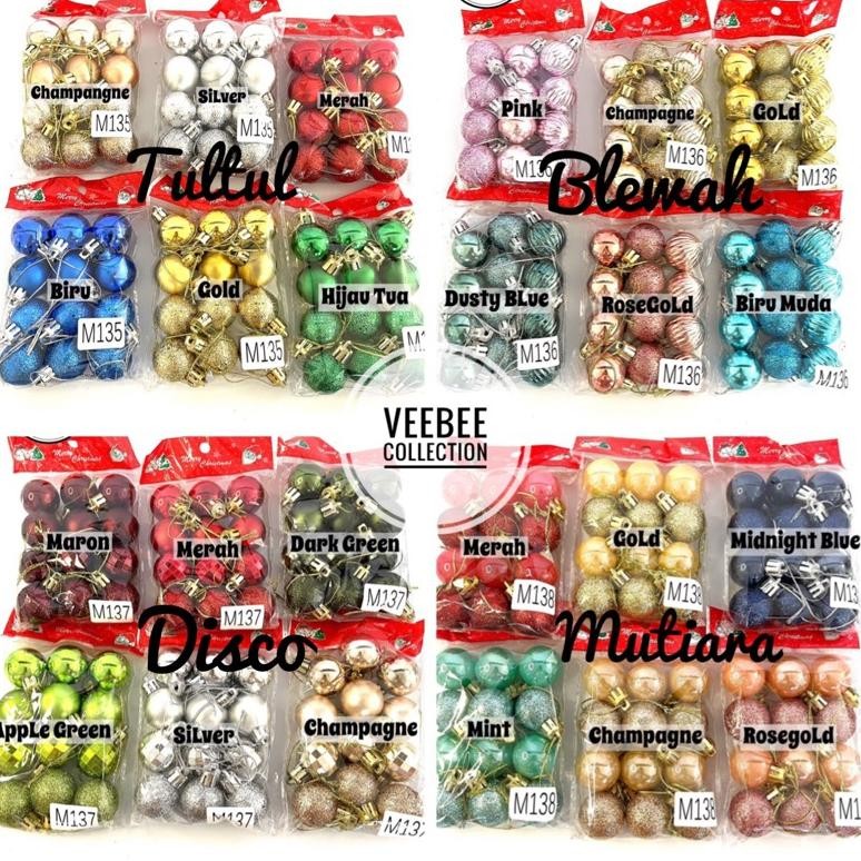 Hiasan Bola Pohon Natal 3Cm/ Bola Hias Pohon Natal/ Aksesoris Pohon / Hiasan Natal