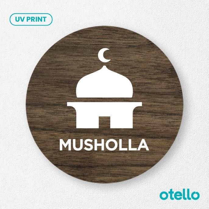 Promo Signage Musholla Sign Board Kayu Label Papan Nama Masjid Mushola Plang - 15 cm, Bulat