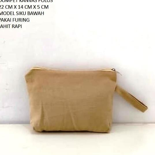Dompet Kanvas. Pouch Kanvas Polos Warna Krem.