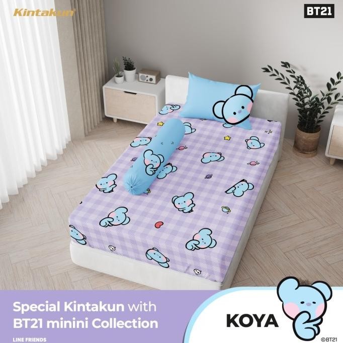 TERLARIS - Kintakun X BT21 Sprei 120x200 Tinggi 25 cm Motif Chimmy Universe Whimsy Universe Together