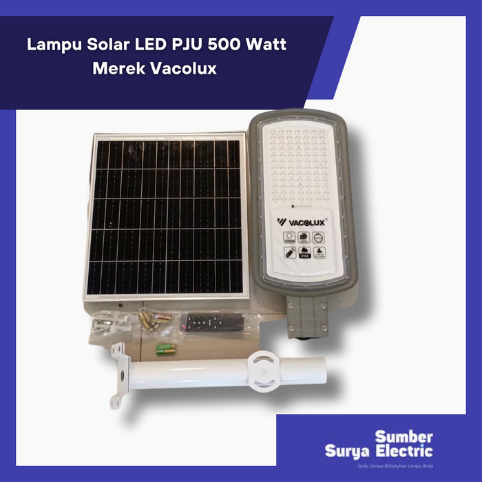 Ready Stock Lampu Jalan Solar Led Pju 500 Watt Merek Vacolux Include Solar Panel, Remote Control,