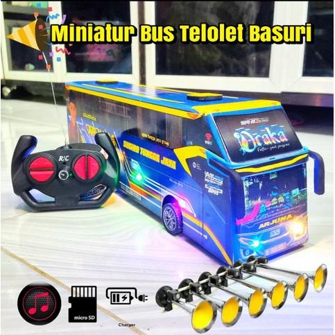 Miniatur Mobil Bus Bis Rc Remote Telolet Basuri STJ Draka Full Lampu [terbaik]