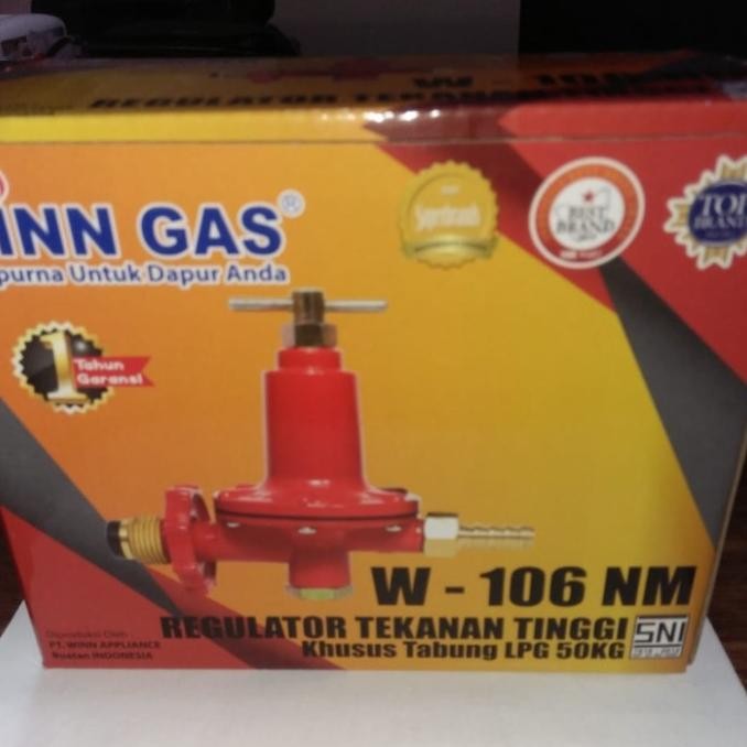 REGULATOR GAS ELPIJI 50KG TEKANAN TINGGI MERK WINN GAS W 106 NM