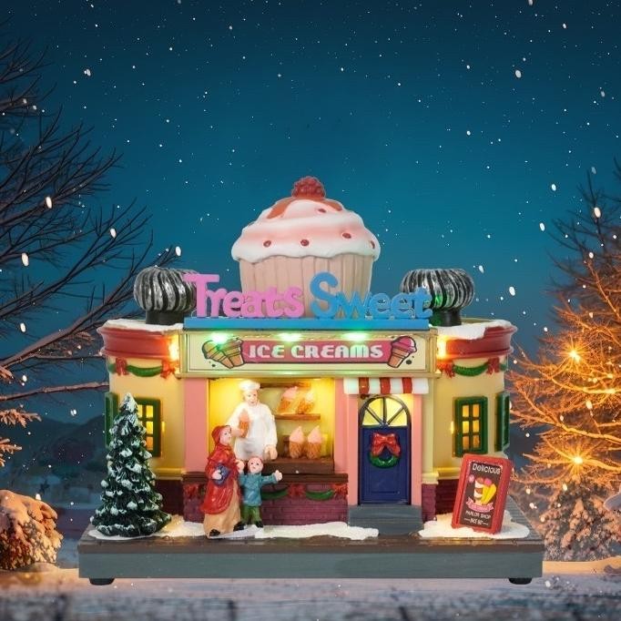 

Hiasan Natal - 7LED Rotating Cup Cake, Christmas Village,Gingerbread house