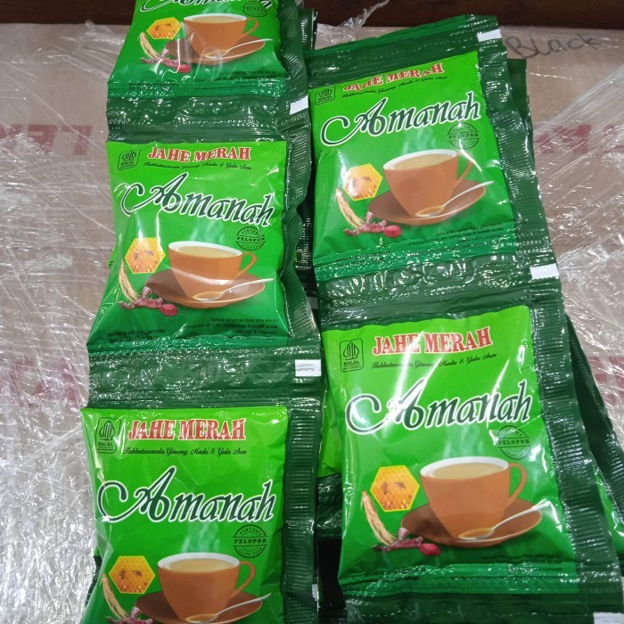 

Menarik ( Promooo Murah ) 5 Renceng Jahe Merah Amanah Isi 60 Saschet