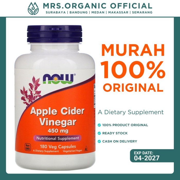 

TERMURAH NOW Foods, Apple Cider Vinegar 450 mg, 180 Caps