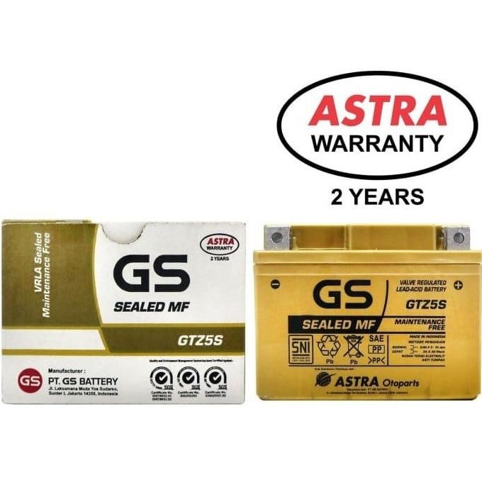 Aki GTZ-5S Gold Original GS ASTRA MF untuk Motor Vario, Beat, scoopy,