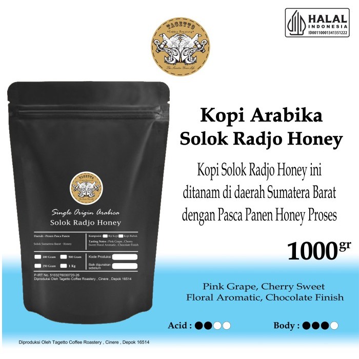 

Kopi Arabika Solok Radjo Honey 1Kg Specialty (Biji / Bubuk)