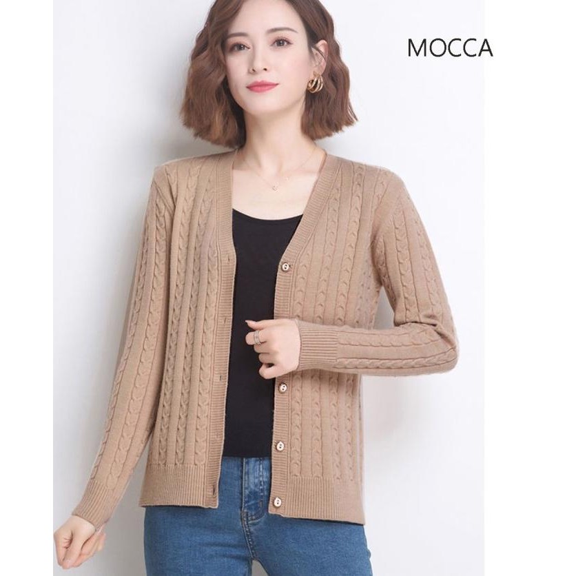 Cable Knit Cardigan Sweater wanita