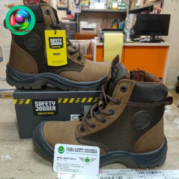 Sepatu Safety Jogger RUSH Brown/Safety Shoes Jogger/Sepatu Kerja Pria Original Jogger Berkualitas