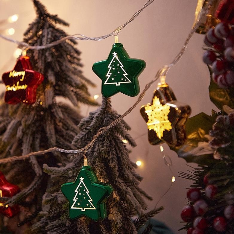 hiasan natal 2024/3 Meter Tali Lampu Hias Natal/20 Tali Lampu Hias Pohon Natal/Tali Lampu Hias Bentu