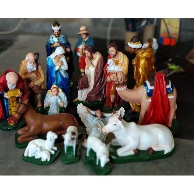 Patung Set Natal 40Cm -Patung Kelahiran Yesus-Patung Rohani-Goa Natal