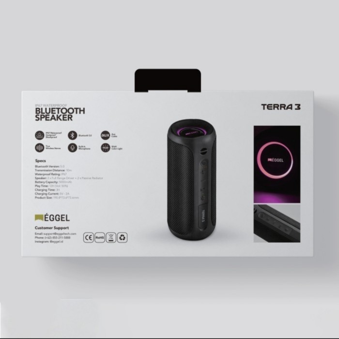 Eggel Terra 3 Speaker Bluetooth waterproof Original Resmi