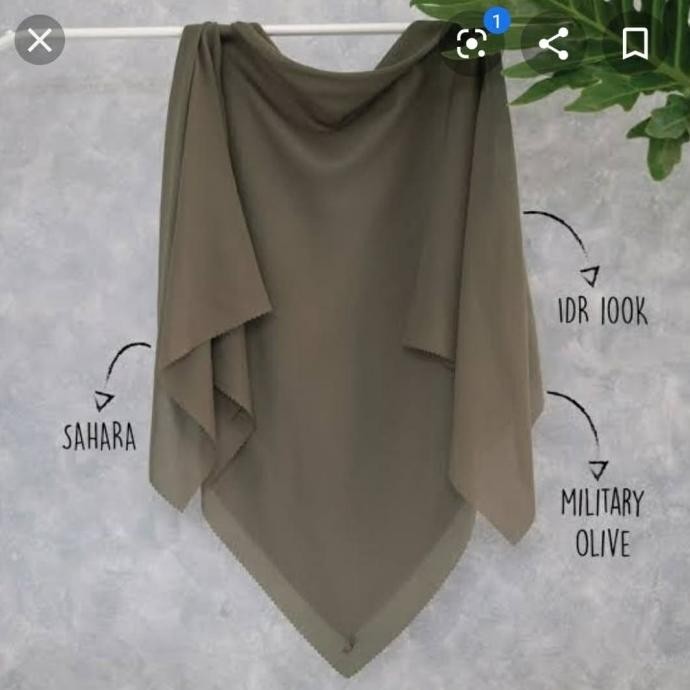 Jilbab Polos Voal seri Sahara warna Military Olive by Deenay