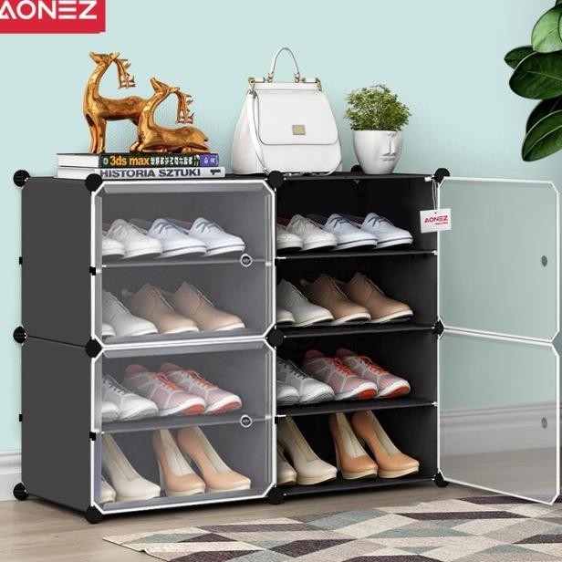 Aonez Lemari Sepatu Plastik, Rak Sepatu, Lemari Sepatu 4 Lapis