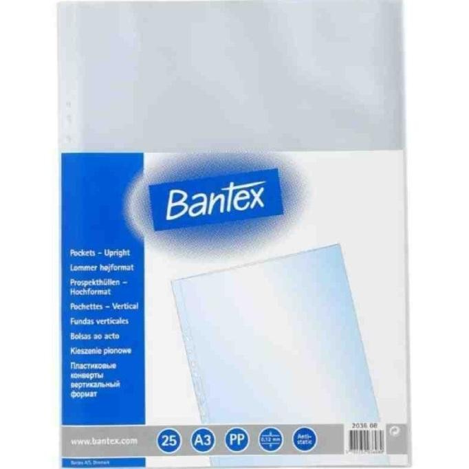 

TERLARIS - PP POCKET BANTEX A3 Portrait 2036 ANTIGLARE - ( PAK ISI 25 LEMBAR )