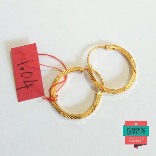 Murah Anting popular model bulat elegant emas asli Elegan