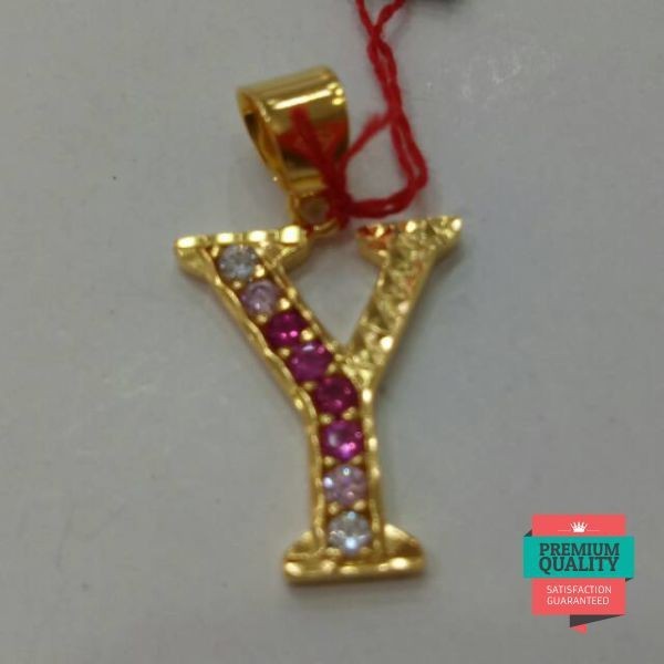 Promo Liontin emas asli kadar 875 huruf Y warna Keren