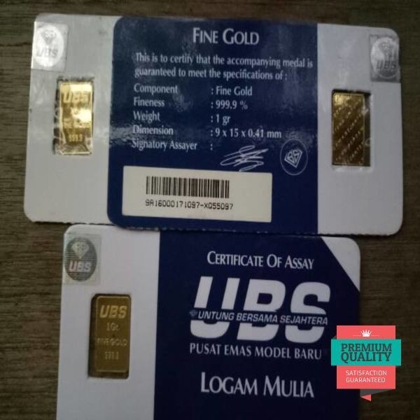 Grosir FREE dompet...logam mulia Emas bukan antam 1 gram, sertifikat logam mulia UBS kadar 99,9