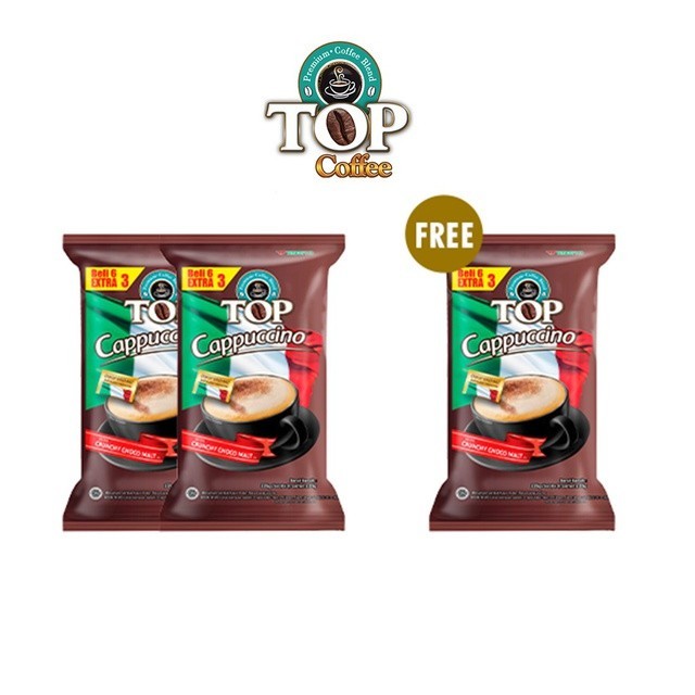 

Top Coffee Kopi Instan Cappucino Pack 25 gr isi 6 + 3 pcs x3