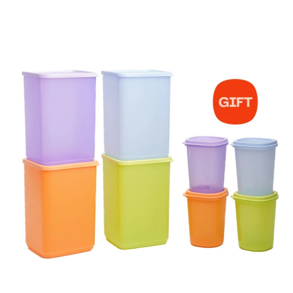 Kotak persegi tinggi Bulat Tinggi musim panas (4) Toples Tupperware Penghemat Celup Gratis |pAi91b9H