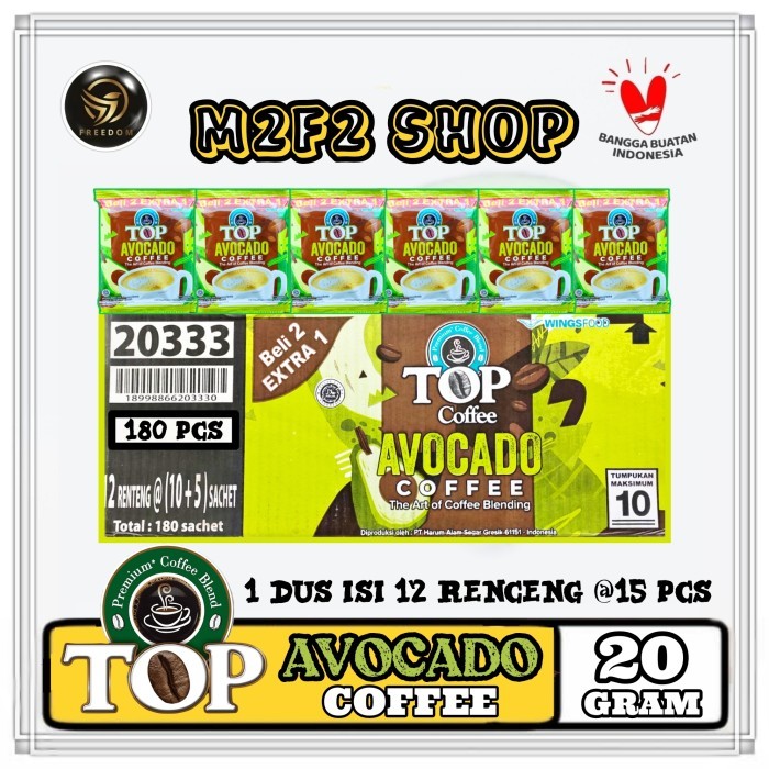 

TOP Avocado Coffee Kopi Alpukat Sachet - 20 gr (Harga Karton)