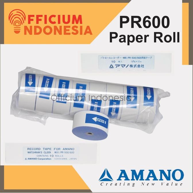 

TERMURAH - 1 Box (10) Kertas Tape Paper Roll Refill Amano PR600 Watchman Clock