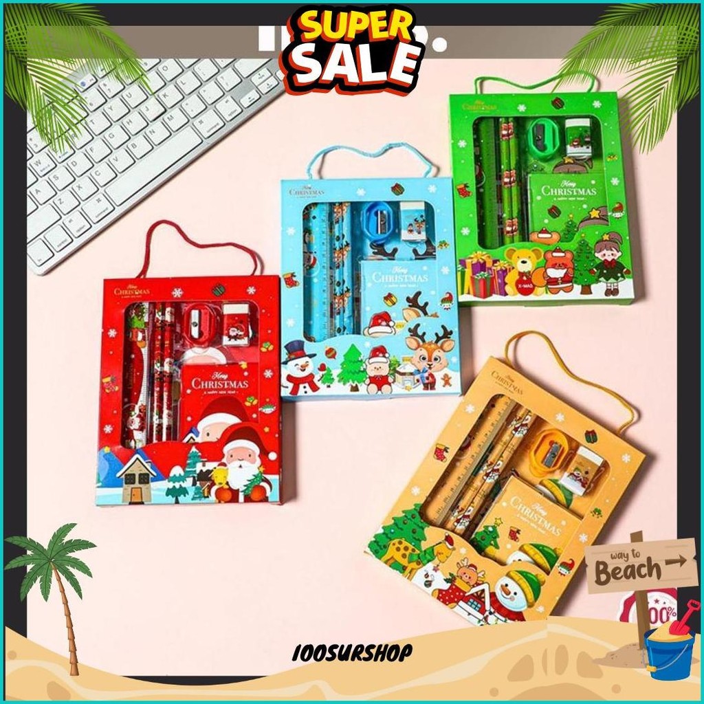 

Alat Tulis Set Christmas Edition/ Set Stationery X-Mas/ Paket Alat Tulis Tema Natal/ Souvenir Ulang Tahun Anak/ Kado Natal Anak Kilat