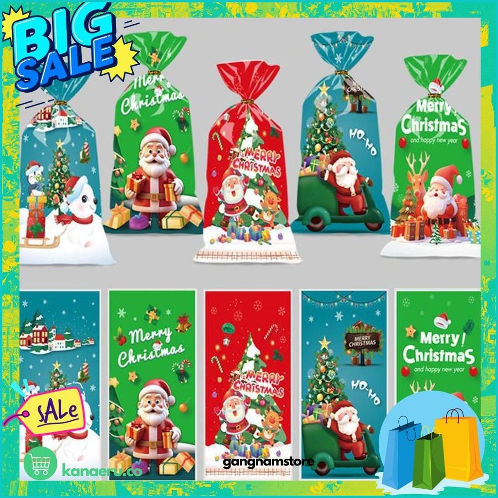 

50 Pc Plastik Kemasan Bingkisan Kue Cookies Snack Hamper Kado Edisi Natal Merry Christmas Cod