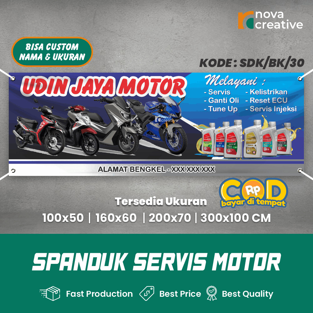 Print Spanduk Bengkel Motor Panjang Baligho Custom Desain Suka-Suka