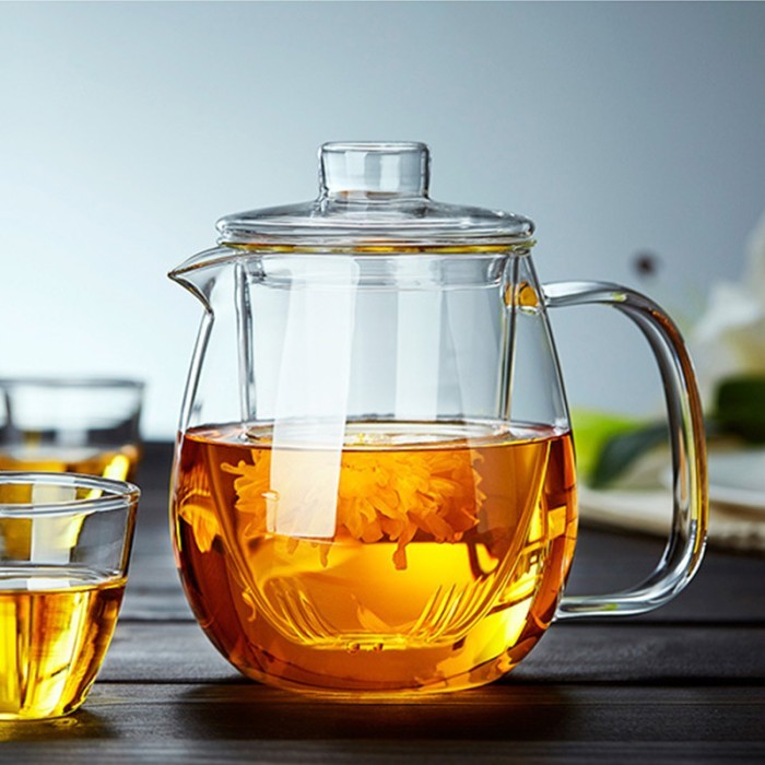 

TERBARU TEA PITCHER GLASS TEKO GELAS TEH KACA SARINGAN KACA TEAPOT 450ML 600ML