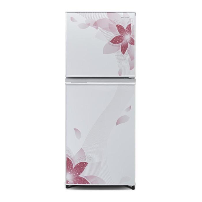 SHARP Kulkas 2 Pintu - SJ-316ND-FW - Pink,rak kaca,