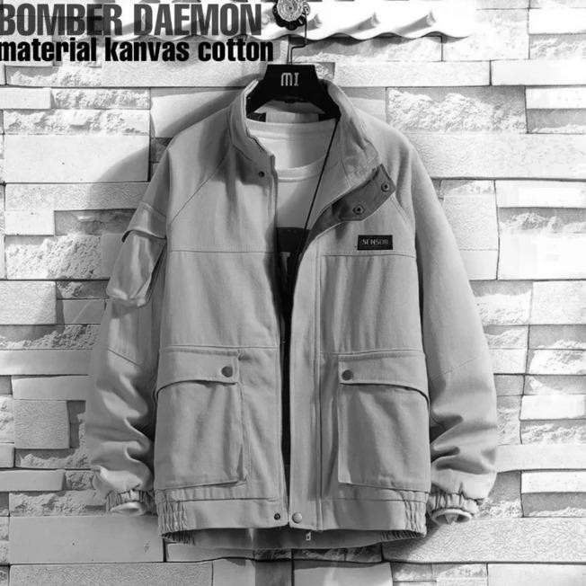 SNSR - Jaket Bomber Daemon - Jaket Bomber Kanvas Premium - Jaket Bomber Pria - Jaket Bomber SNSR