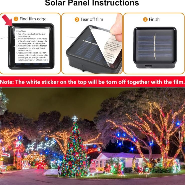 NATARU Lampu Hias 200 LED Panjang 22 Meter Tenaga Surya Tahan Air / Lampu Hias Luar Ruangan Kelap Ke