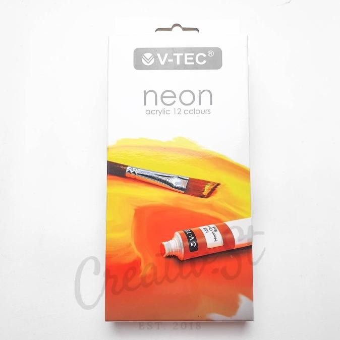 

BEBAS ONGKIR - V-tec Cat Acrylic 12 Warna NEON Cat Akrilik Vtec Set Paint