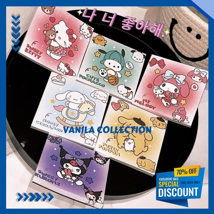 

50PCS CATATAN TEMPEL SANRIO LUCU STICKY NOTE KARTUN BUKU CATATAN SISWA-GS PALING DISUKAI