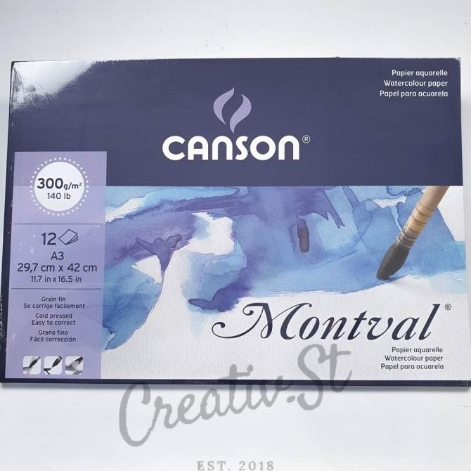 

BEBAS ONGKIR - Canson Montval A3 Watercolor Paper 12 Sheet 300 Gsm